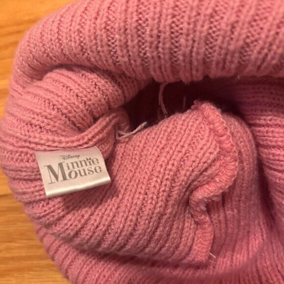 Blush Pink/Purple Pom Beanie Hat Adults/Kids Minnie Mouse One Size - Picture 4 of 4